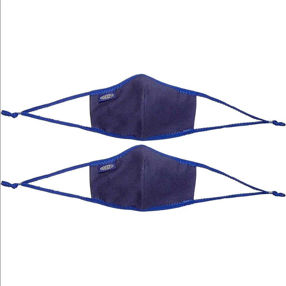 New set of 2 KEEN Together XS / S canvas navy blue face masks ties adjustable